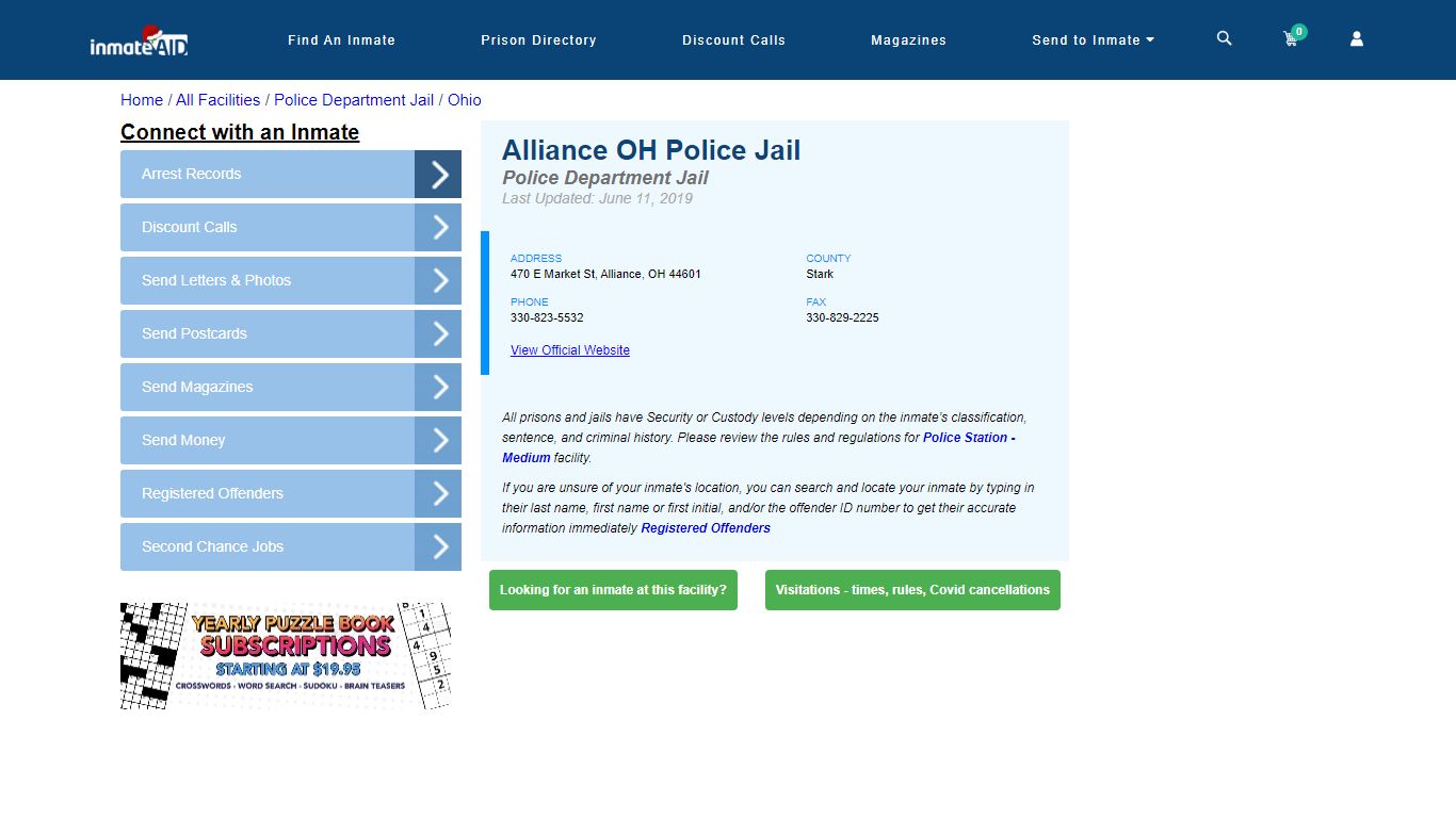 Alliance OH Police Jail & Inmate Search - Alliance, OH