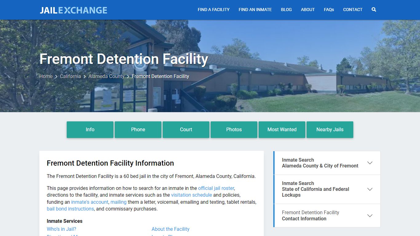 Fremont Detention Facility, CA Inmate Search, Information - Jail Exchange